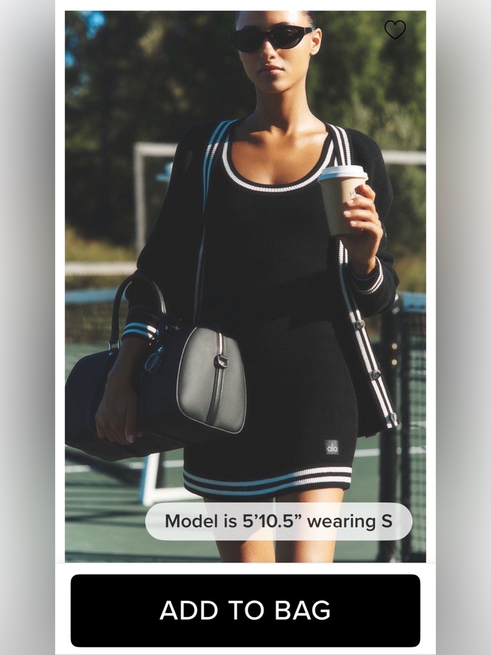 Alo Black Knit Tennis Dress with Contrast Trim xs